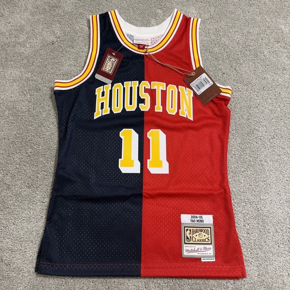 Mitchell & Ness Yao Ming Houston Rockets Split Jersey Mens Sz S 2004-05 Swingman